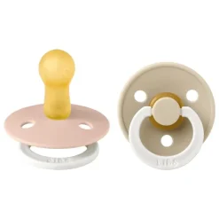 BIBS Glow in the dark Fopspeen Two Pack Natuurlijk Rubber Blush/Vanilla Maat 2