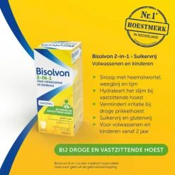 Bisolvon 2-in-1 Bij Droge En Vastzittende Hoest Suikervrij 120 ML
