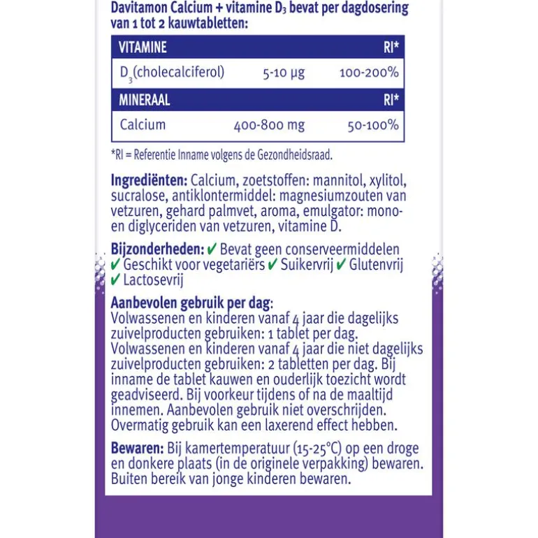 Davitamon Calcium met Vitamine D Kauwtabletten Mint