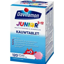 Davitamon Junior 3+ Multivitamine Kinderen Frambozensmaak 120 Kauwvitamines