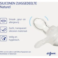 Difrax Fopspeen Natural 12 Maanden Lichtroze BPA-vrij