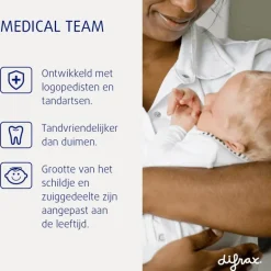 Difrax Fopspeen Natural 6 Maanden Paars BPA-vrij