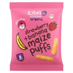 Ella's Kitchen Maize Puffs Aardbei Banaan Snack Biologisch 6+ Maanden 20 GR