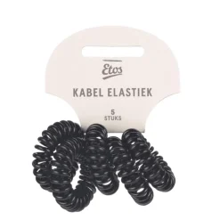Etos Kabelelastieken Zwart 5St