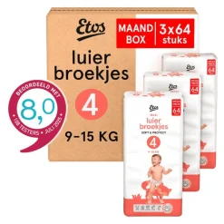 Etos Luierbroekjes Maxi Maat 4 9-15 kg Maandbox 192 stuks