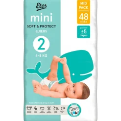 Etos Luiers Mini Maat 2 4-8 kg Mid Pack 48 stuks