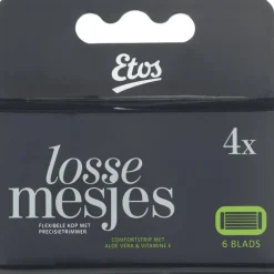 Etos Scheermes Man Navul 6 Blads Zwart 4 stuks