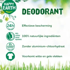 Happy Earth 100% Natuurlijke Unscented Deodorant Spray 100 ML