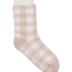 Huissokken wit beige ruit one size - 1 paar