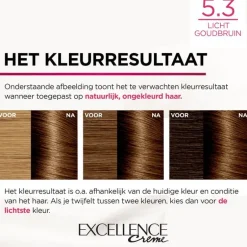 L'Oréal Paris Excellence Crème Verzorgende Crèmekleuring 5.3 Licht Goudbruin
