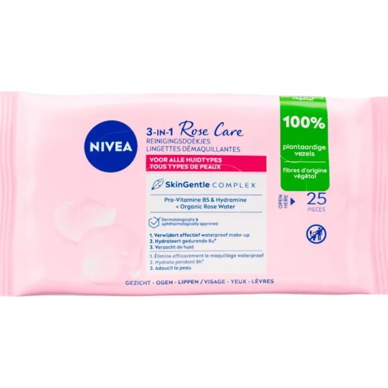 NIVEA Rose Care Reinigingsdoekjes 25 Stuks