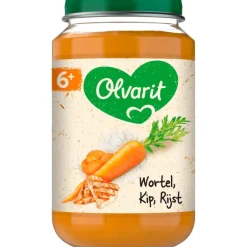 Olvarit Wortel Kip Rijst Babyhapje 6+ maanden 200 GR