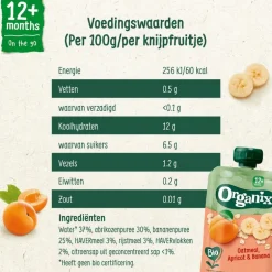 Organix Bio Knijpfruit Havermout, Abrikoos, Banaan