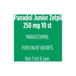 Panadol Junior Zetpillen 250 mg Paracetamol voor kinderen van 1 tot 6 jaar 10 stuks