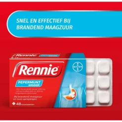 Rennie Pepermunt Kauwtabletten Bij Brandend Maagzuur 48 stuks