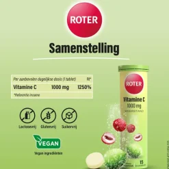 Roter Vitamine C 1000mg Bruistabletten Lime/Lychee15 stuks