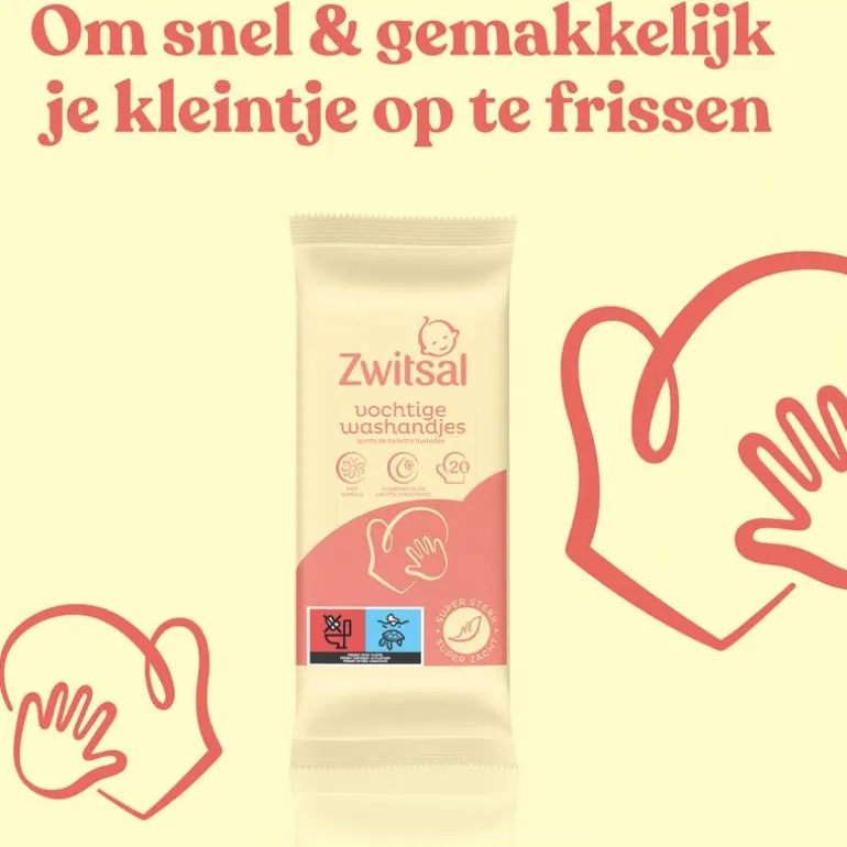 Zwitsal Goedemorgen Vochtige Snoetenpoetsers Washandjes 20 Stuks